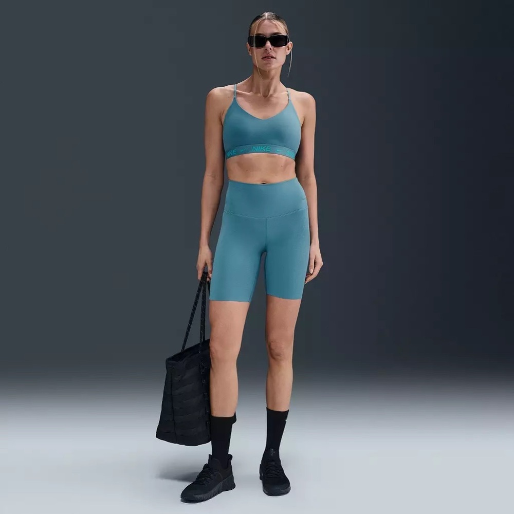 NWT Nike Zenvy Gentle-Support High-Waisted 8" Biker Shorts | XSmall | Smoke Blue
